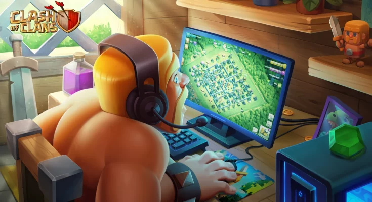 Visual pertempuran klan di Clash of Clans dengan desain grafis klasik yang ikonik.
